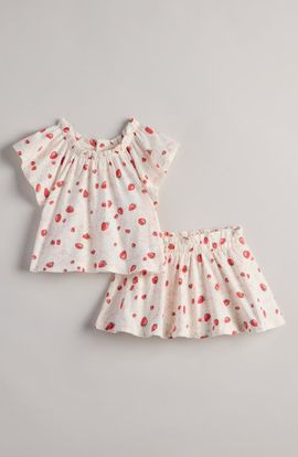 Nordstrom Nordstrom Print Cotton Flutter Sleeve Top & Skort Set