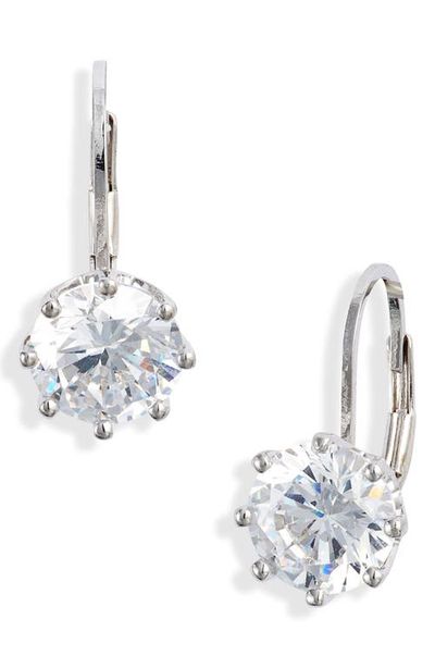Nordstrom Nordstrom Round Cubic Zirconia Lever Back Earrings