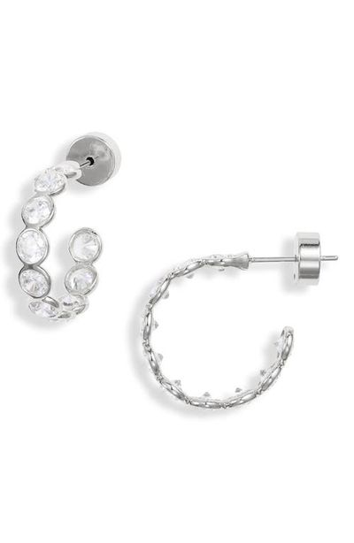 Nordstrom Nordstrom Scalloped Cubic Zirconia Hoop Earrings