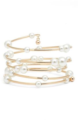 Nordstrom Nordstrom Scattered Faux Pearl Coil Bracelet
