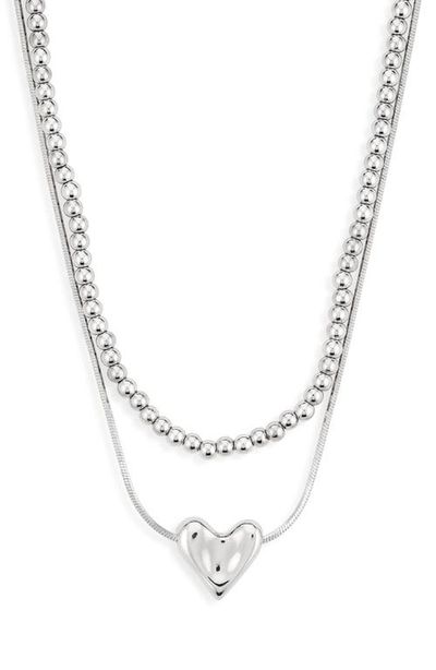 Nordstrom Nordstrom Set of 2 Bead Chain & Puffy Heart Pendant Necklaces