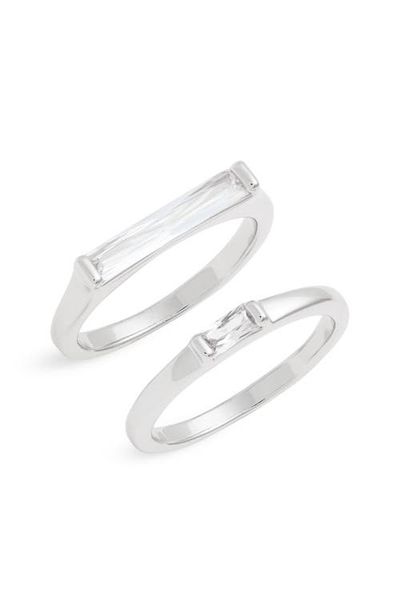 Nordstrom Nordstrom Set of 2 Cubic Zirconia Baguette Rings