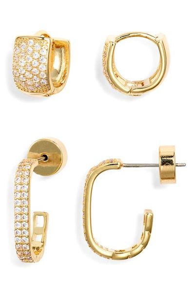 Nordstrom Nordstrom Set of 2 Pavé Cubic Zirconia Hoop Earrings