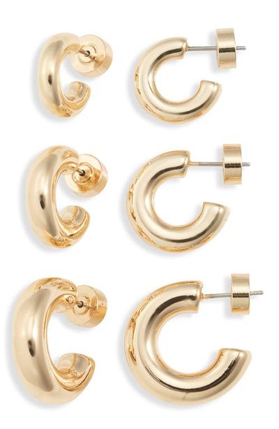 Nordstrom Nordstrom Set of 3 Small Polished Tube Hoop Earrings