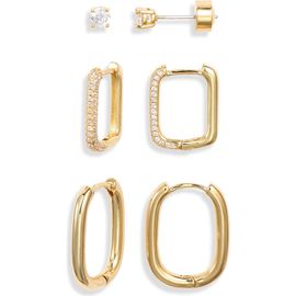 Nordstrom Nordstrom Set of 3 Studs & Square Pavé Hoop Earring Set