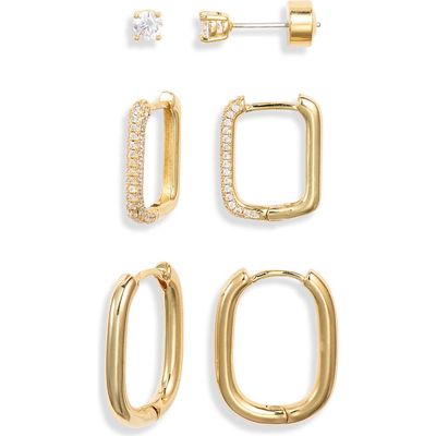 Nordstrom Nordstrom Set of 3 Studs & Square Pavé Hoop Earring Set