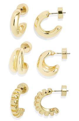 Nordstrom Nordstrom Set of 3 Textured Hoop Earrings