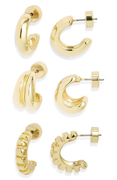 Nordstrom Nordstrom Set of 3 Textured Hoop Earrings