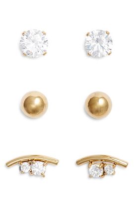 Nordstrom Nordstrom Set of 3 Waterproof Cubic Zirconia Assorted Stud Earrings