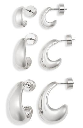 Nordstrom Nordstrom Set of 3 Wide J-Hoop Earrings