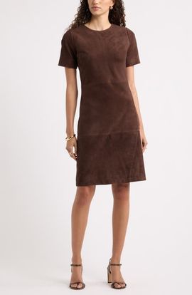 Nordstrom Nordstrom Short Sleeve Suede Dress
