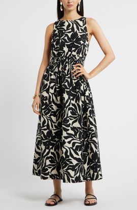Nordstrom Nordstrom Smocked Waist Linen Blend Dress