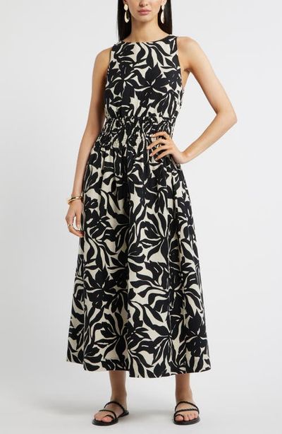 Nordstrom Nordstrom Smocked Waist Linen Blend Dress