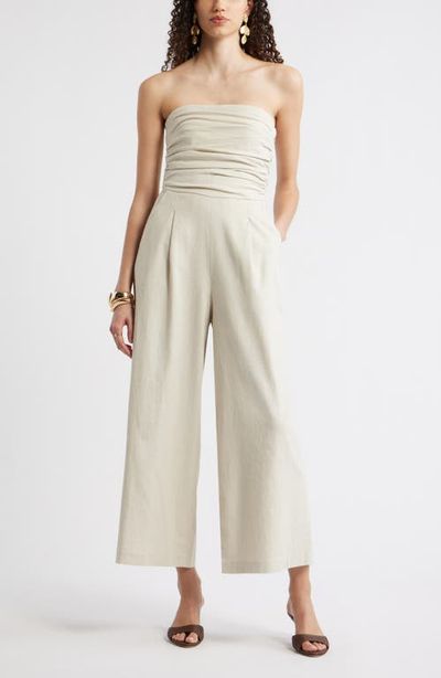 Nordstrom Nordstrom Strapless Linen Blend Jumpsuit