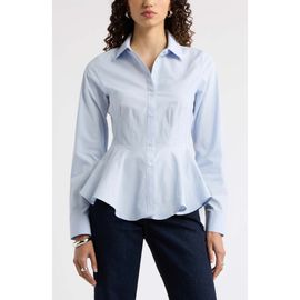 Nordstrom Nordstrom Stretch Cotton Poplin Peplum Shirt