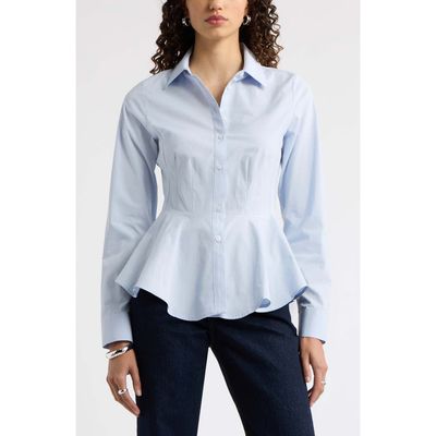 Nordstrom Nordstrom Stretch Cotton Poplin Peplum Shirt