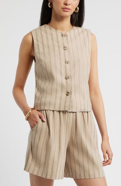 Nordstrom Nordstrom Stripe Linen Blend Vest