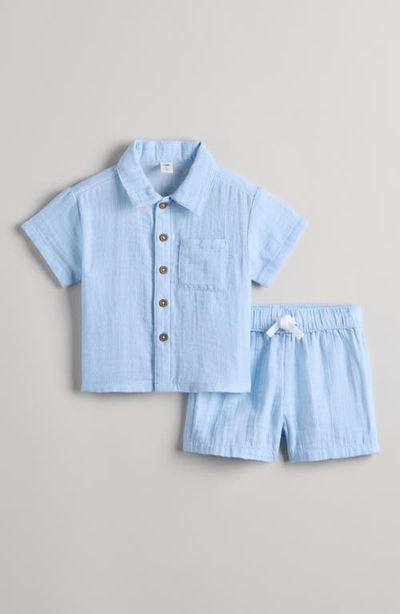 Nordstrom Nordstrom Stripe Short Sleeve Cotton Button-Up Shirt & Shorts Set