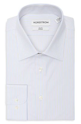 Nordstrom Nordstrom Striped Trim Fit Cotton Dress Shirt