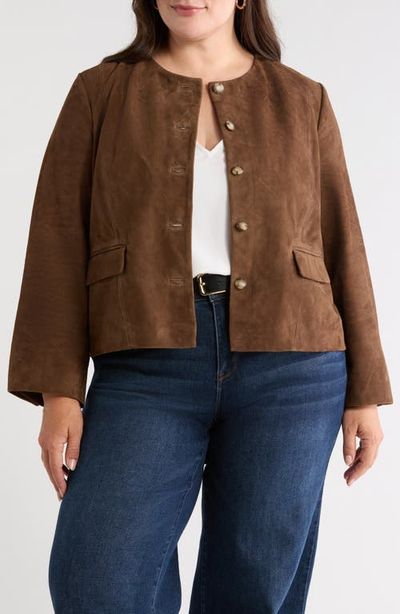 Nordstrom Nordstrom Suede Crop Button Front Jacket