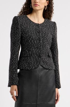 Nordstrom Nordstrom Textured Curved Hem Collarless Jacket