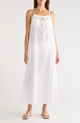 Nordstrom Nordstrom Textured Stripe Cotton Cover-Up Maxi Dress