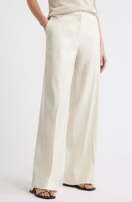 Nordstrom Nordstrom The Lennox Linen Blend Wide Leg Trousers