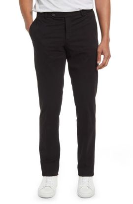 Nordstrom Nordstrom Trim Straight Leg Stretch Flat Front Chino Trousers