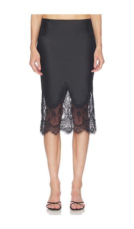 Norma Kamali Norma Kamali Bias Half Slip Skirt With Lace