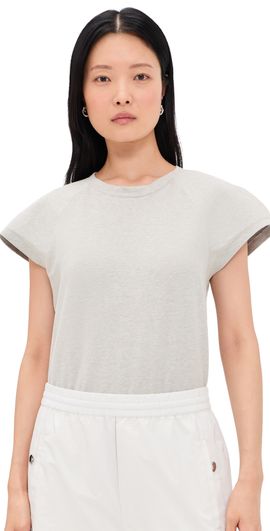 Norma Kamali Norma Kamali Cap Sleeve Bomber Bodysuit Light Heather Grey