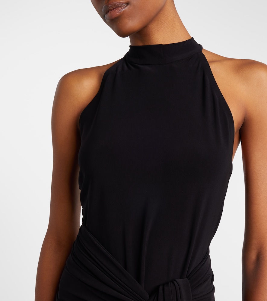 norma kamali halterneck jersey maxi dress Norma Kamali