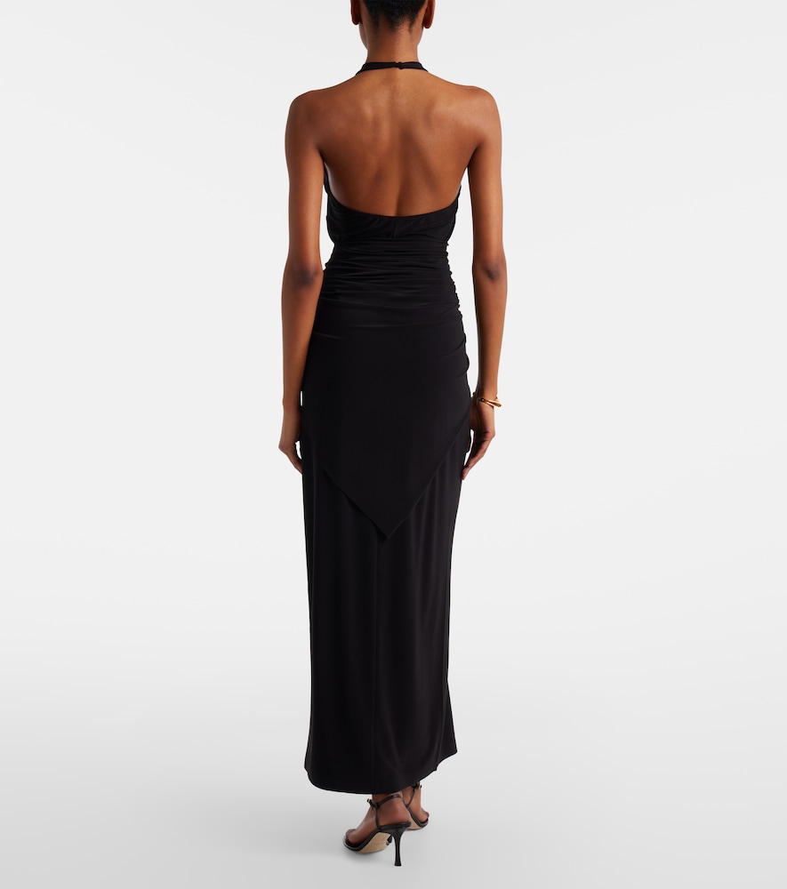 norma kamali halterneck jersey maxi dress Norma Kamali Halterneck Gown
