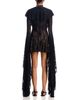 Norma Kamali Norma Kamali Extra Long Sleeve Deep V Ruffle Mini Dress - 4