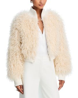 Norma Kamali Norma Kamali Faux Fur Turtleneck Bomber Jacket