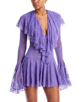 Norma Kamali Norma Kamali Lace Long Sleeve Ruffle Mini Dress