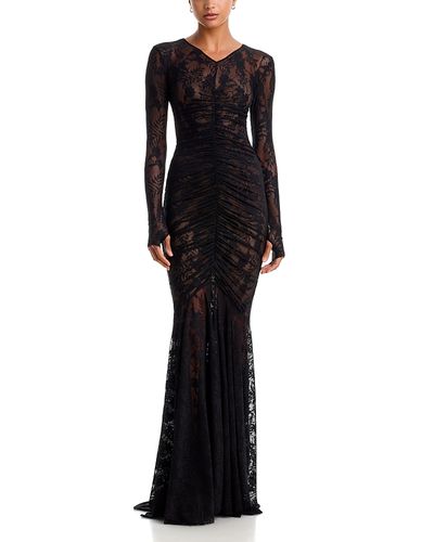 Norma Kamali Norma Kamali Lace Shirred Fishtail Gown