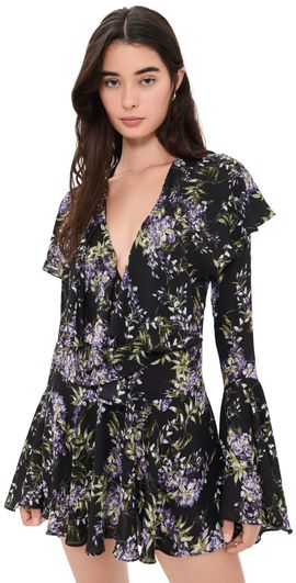 Norma Kamali Norma Kamali Lavender Ruffle Mini Dress Lavender Floral