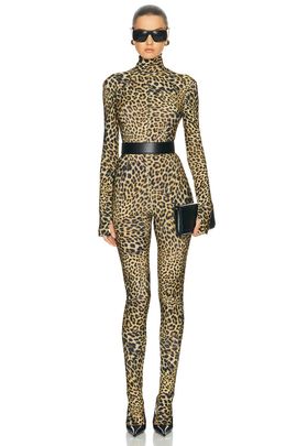 Norma Kamali Norma Kamali Long Sleeve Slim Fit Turtle Catsuit With Footie