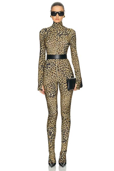 Norma Kamali Norma Kamali Long Sleeve Slim Fit Turtle Catsuit With Footie