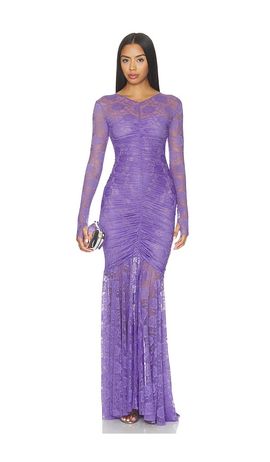 Norma Kamali Norma Kamali Long Sleeve V Neck Fishtail Gown
