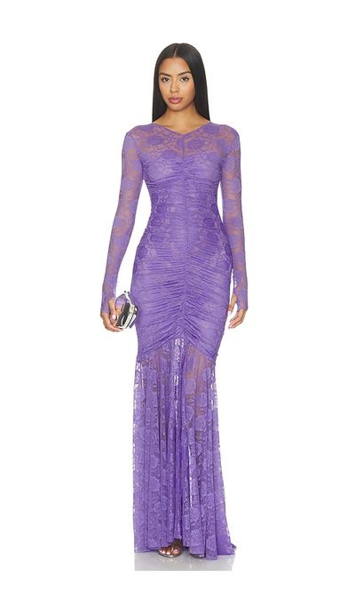 Norma Kamali Norma Kamali Long Sleeve V Neck Fishtail Gown