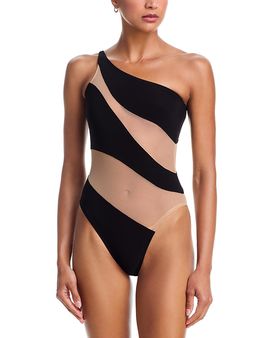 Norma Kamali Norma Kamali Mesh One Shoulder Swimsuit