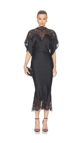 Norma Kamali Norma Kamali Reverse Obie Midcalf Dress With Lace