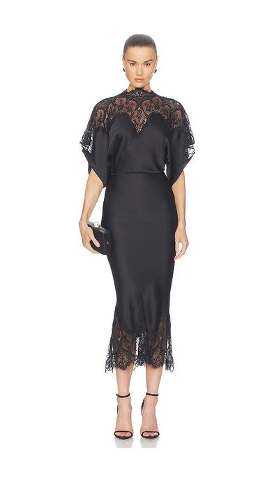Norma Kamali Norma Kamali Reverse Obie Midcalf Dress With Lace