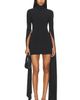 Norma Kamali Norma Kamali Ribbon Sleeve Turtleneck Mini Dress - 1