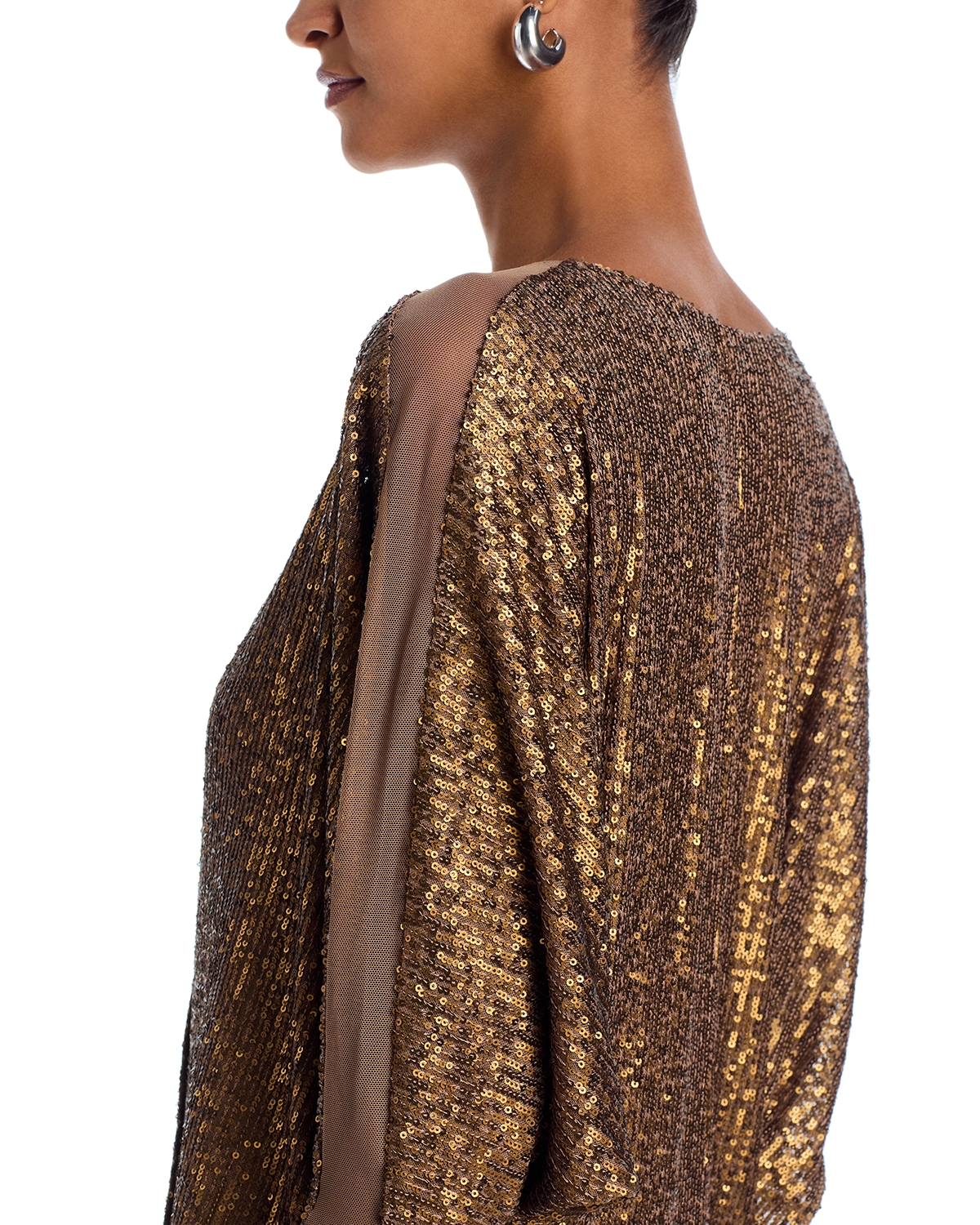 norma kamali sequin mini dress Norma Kamali LONG SLEEVE CREWNECK MINI DRESS - Cocktail dress / Party dress - clear/white/off-white