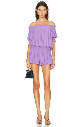 Norma Kamali Norma Kamali Short Sleeve Peasant Puff Romper