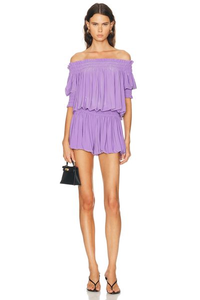 Norma Kamali Norma Kamali Short Sleeve Peasant Puff Romper