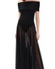 Norma Kamali Norma Kamali Sleeveless Cowl Combo Flared Gown Black - 1