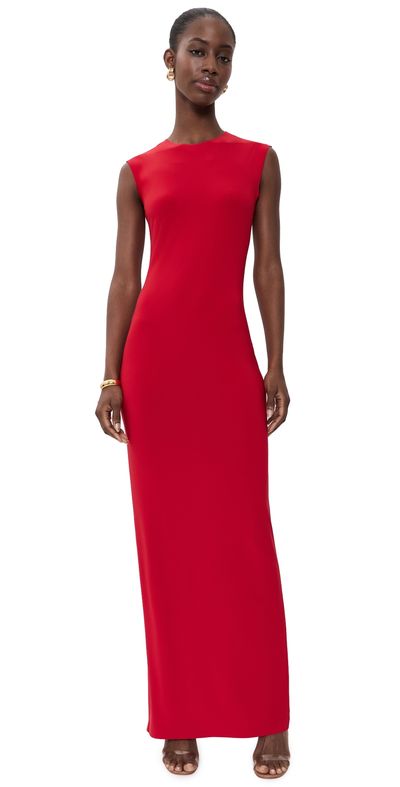 Norma Kamali Norma Kamali Sleeveless Maxi Dress Tiger Red